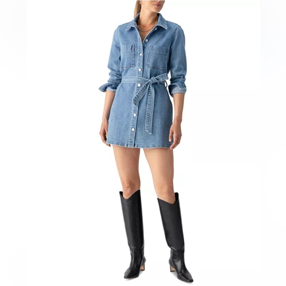 Sanctuary Denim Shirt Dress Belted Button Front Mini Dress Blue Sz S NWT - Picture 10 of 16